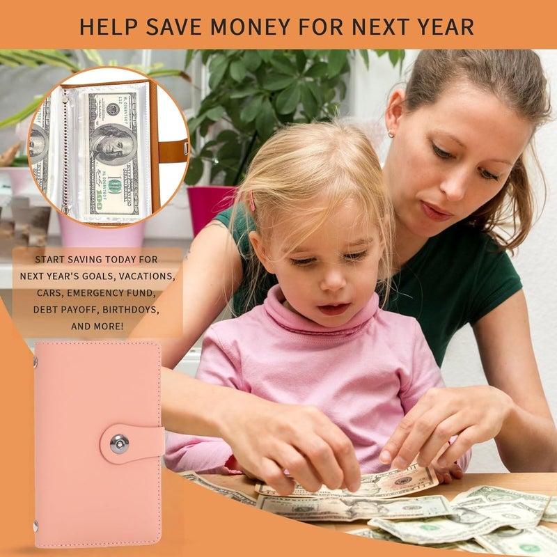 SUSOYAOCHEN 100 Envelope Challenge Binder,Savings Challenges Book with Envelopes,Envelopes Money Saving Challenge Savings Binder Successfully Reach Your Savings Goals (Pink A) - Image 4